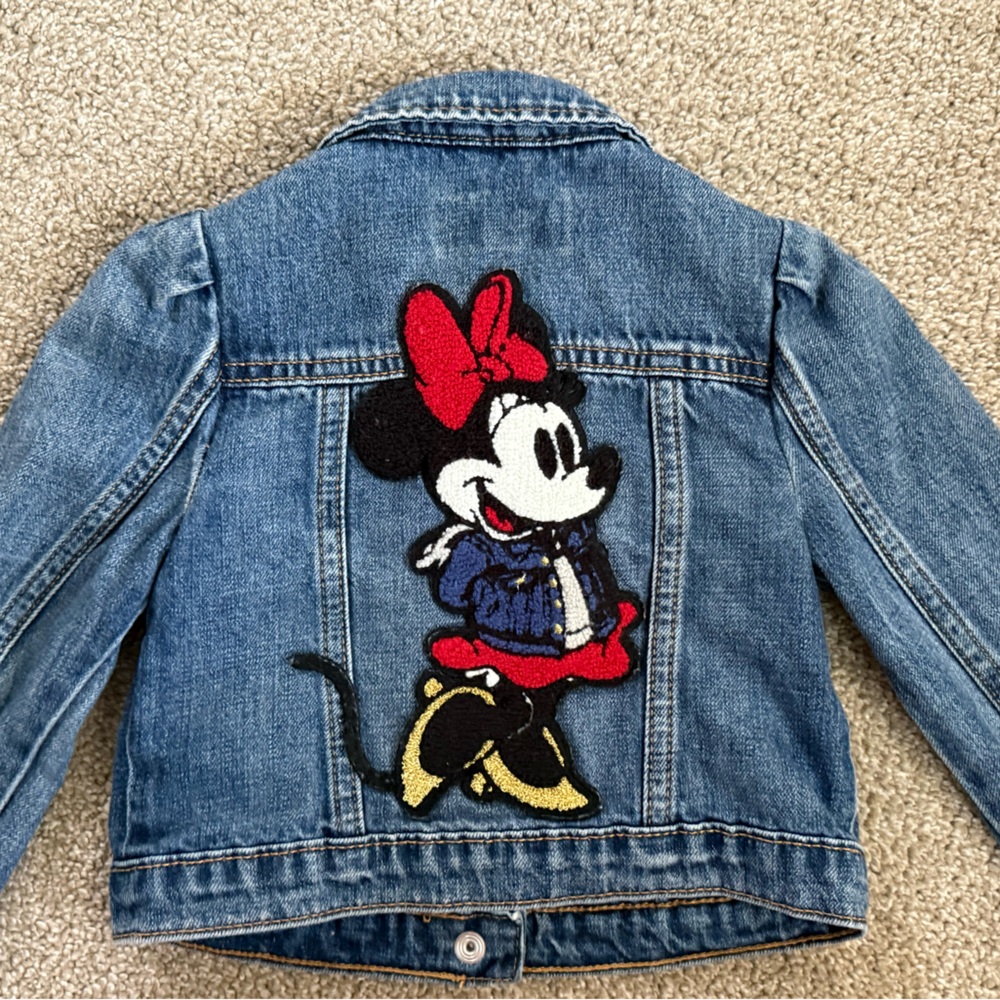 GAP Kids Blue Denim Jacket with Minnie Mouse Patch